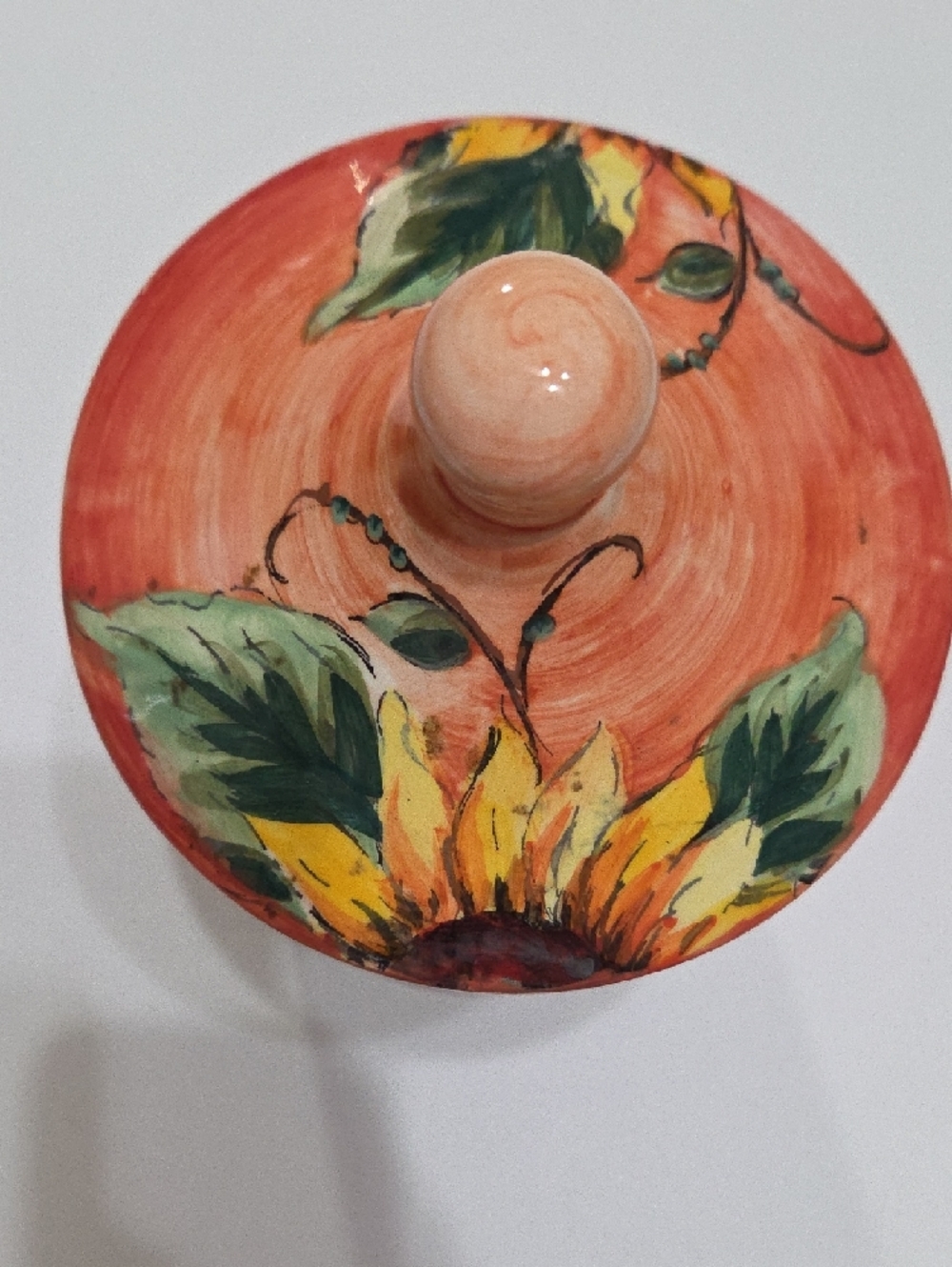 Sunflower Ceramic Canister — Bright Orange & Yellow Decorative Jar - Picture 6 of 6